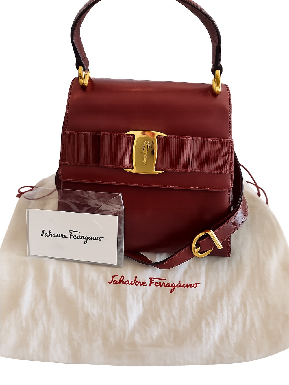 Salvatore Ferragamo Cognac Brown Vara Bow Leather Top-Handle Bag